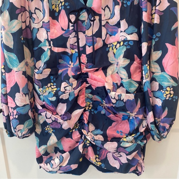 FOR LOVE AND LEMONS Wyatt Floral Ruched Mini Dress Size Medium - Picture 6 of 12